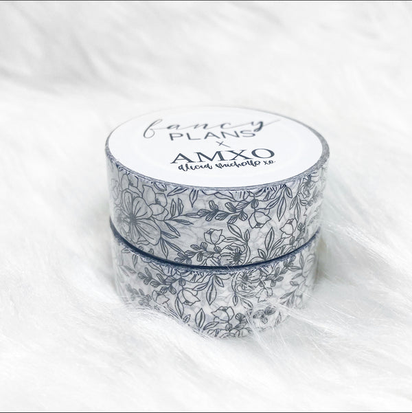 Washi Roll 15mm Black Lined Floral | FP X AMXO
