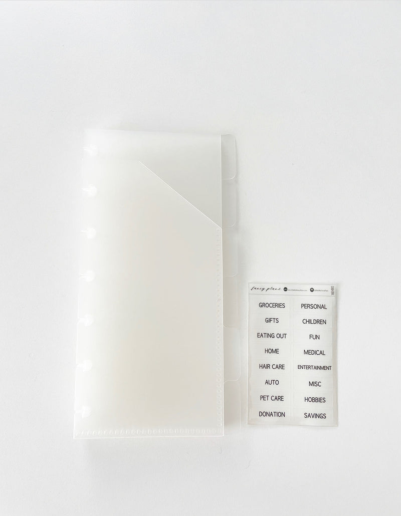 6 Frosted Cash Envelopes Set w/Labels (Set of 6)