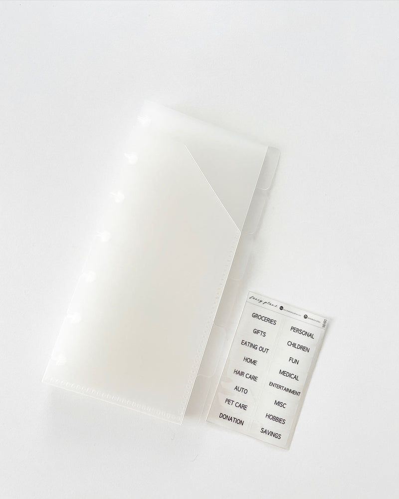6 Frosted Cash Envelopes Set w/Labels (Set of 6)
