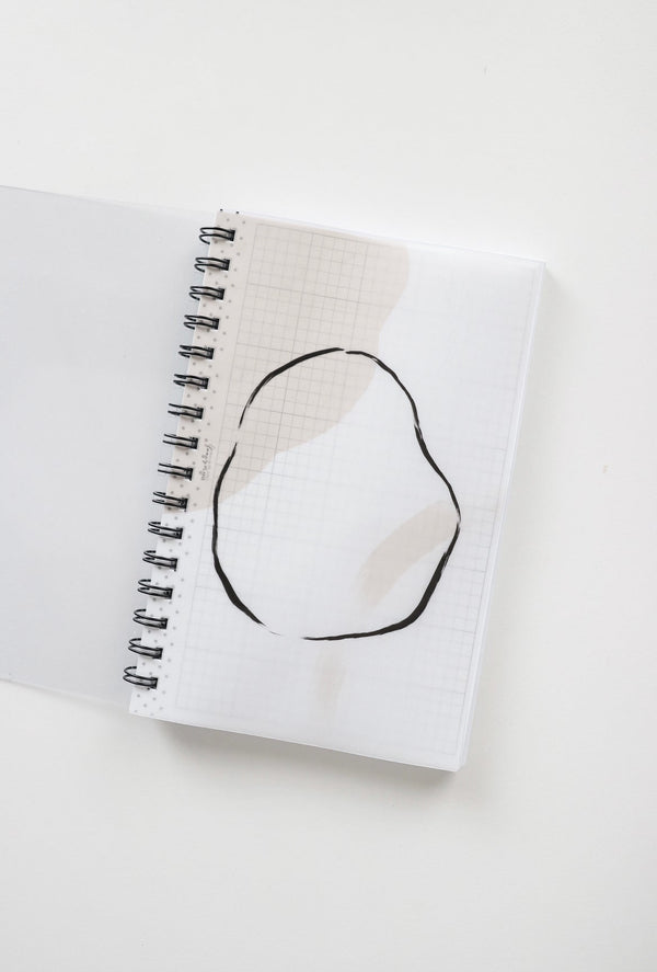 Coiled Notebook | Modern Abstract Irregular Circles  | CLEAR COVER