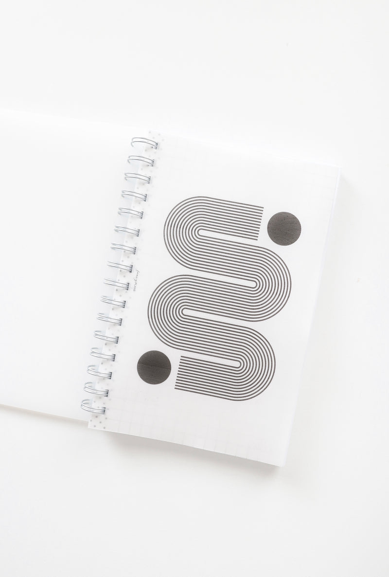 Coiled Notebook | Modern Abstract Curves and Dots | CLEAR COVER