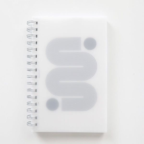Coiled Notebook | Modern Abstract Curves and Dots | CLEAR COVER – Fancy ...