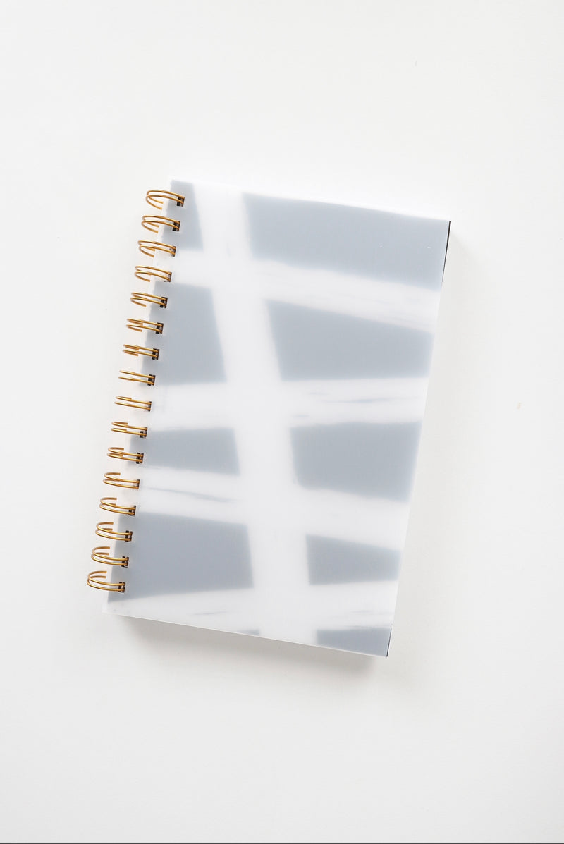 Coiled Notebook | Modern Abstract Cross Lines | CLEAR COVER