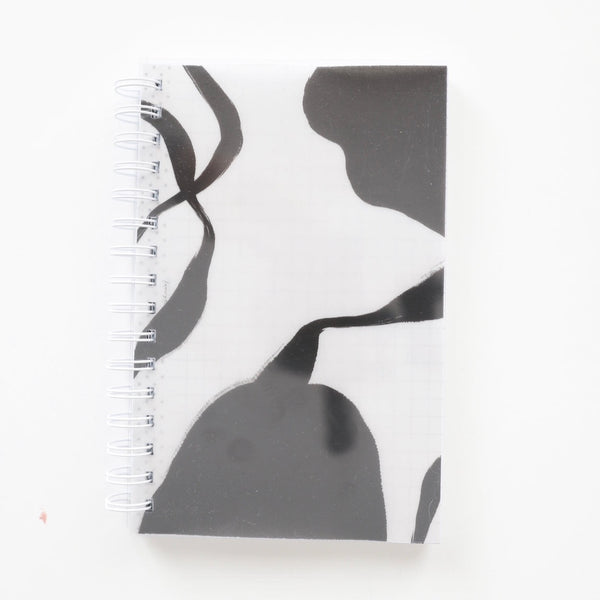 Coiled Notebook | Modern Abstract Ink Blots | CLEAR COVER