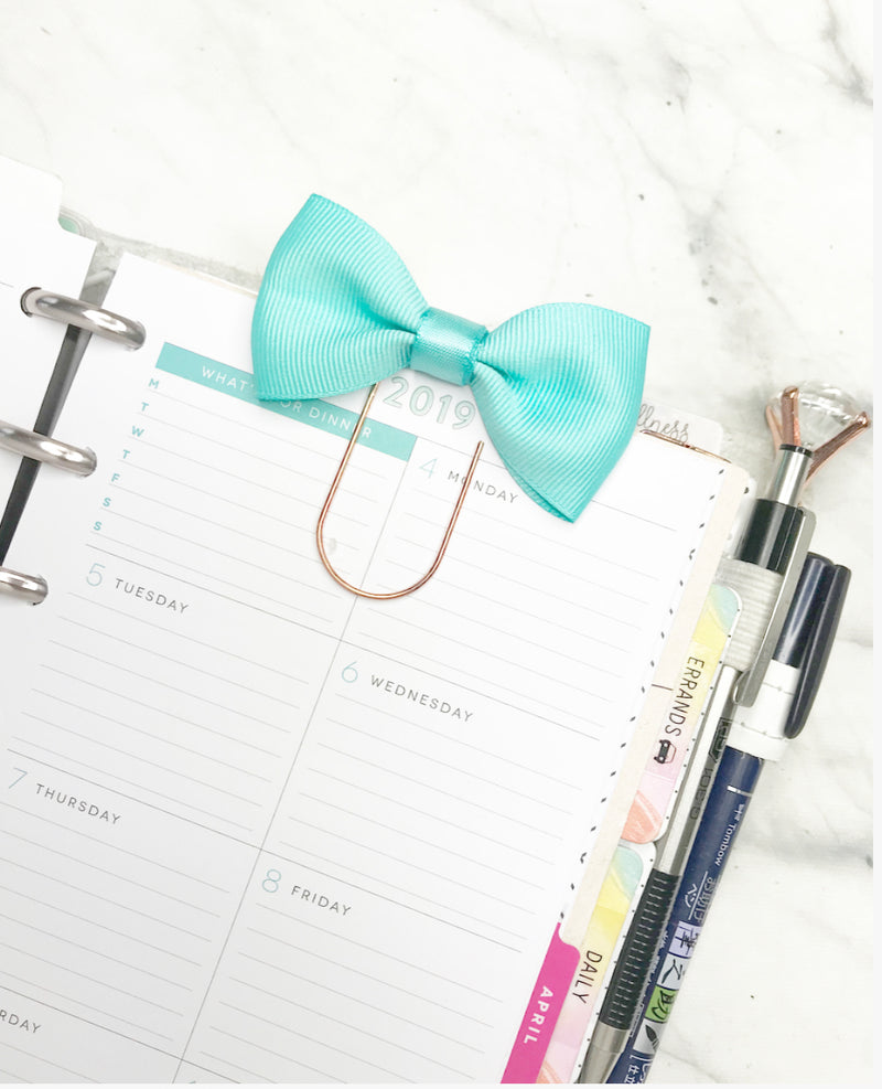 Light Teal Single Bow Paper Paper Clip
