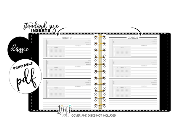 Goals Breakdown Standard Fill Paper Inserts <PRINTABLE PDF>