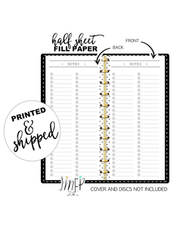 Notes Double Row With Bullets Fill Paper <PRINTED AND SHIPPED> Half Sheet