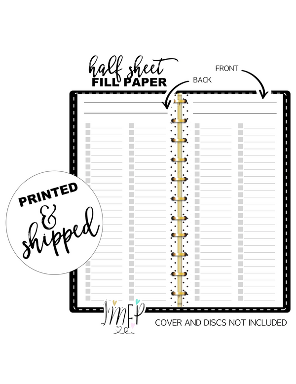 Blank List With Bullets Fill Paper <PRINTED AND SHIPPED> Half Sheet