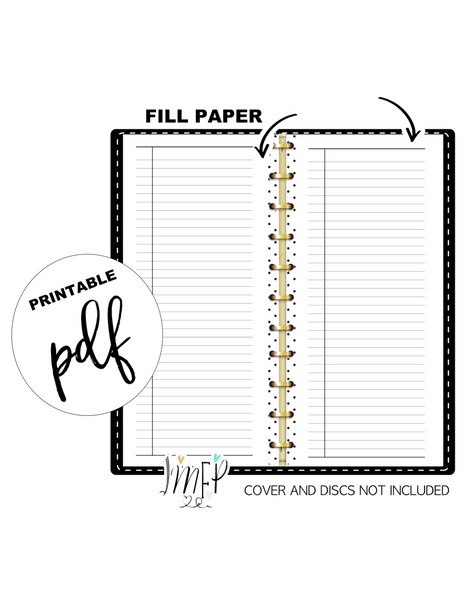 Ruled Note Fill Paper Half Sheet – Fancy Plans Co