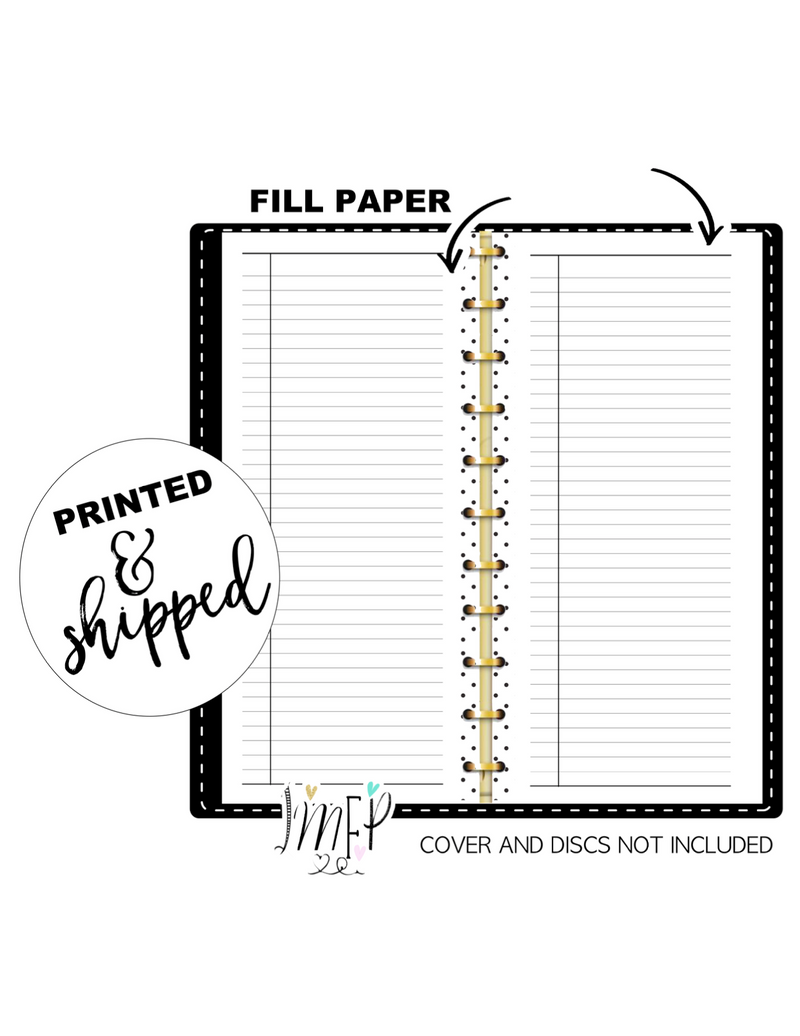 Ruled Note Fill Paper <PRINTED AND SHIPPED> Half Sheet