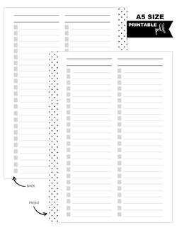 A5 Double Row Fill Paper Inserts <PRINTABLE PDF>