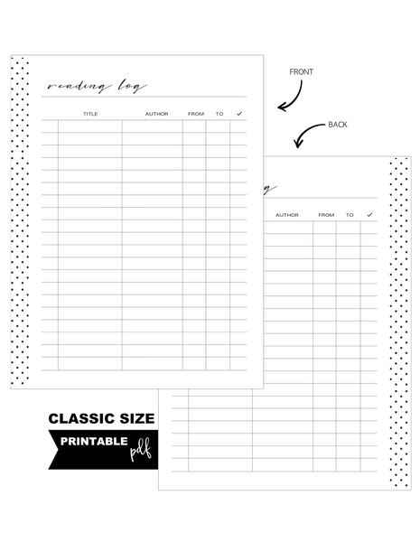 Book Reading Log Standard Fill Paper Inserts – Fancy Plans Co
