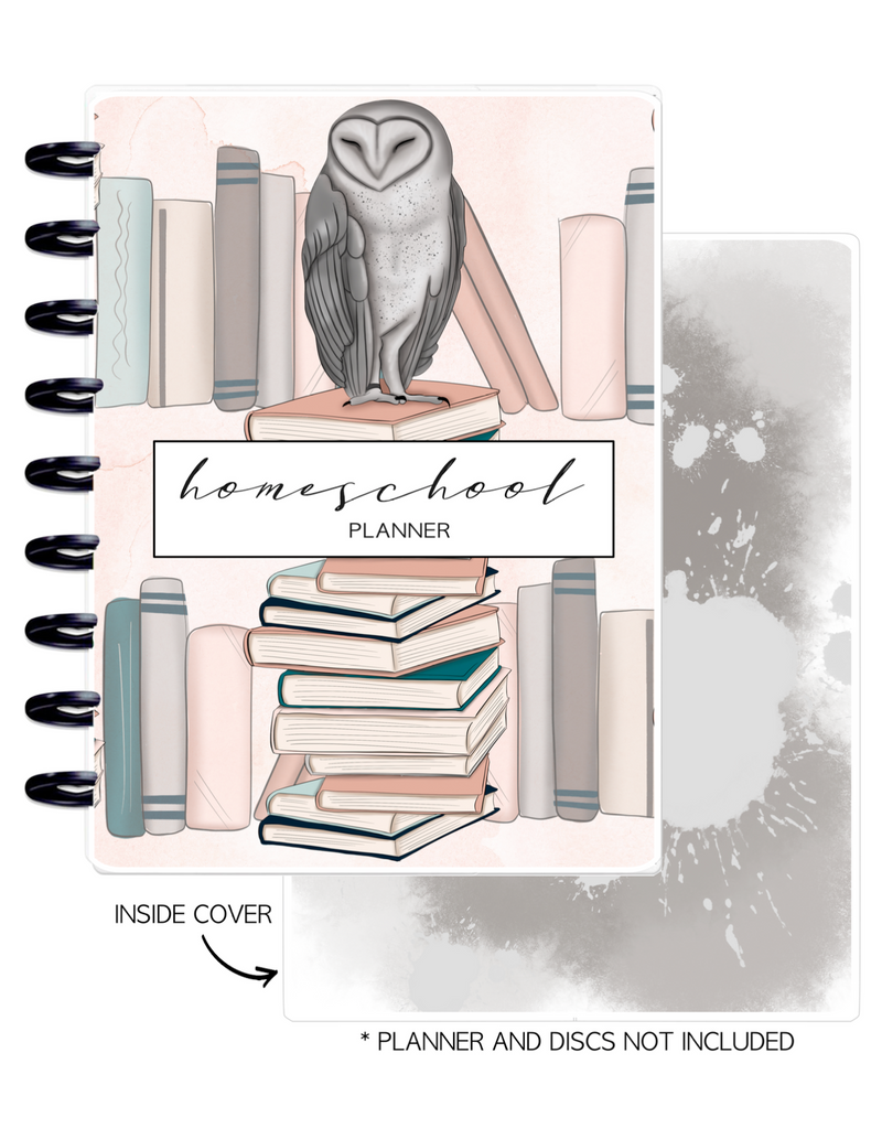 Cover Home School Set of 2 <Double Sided Print> Books and Owl