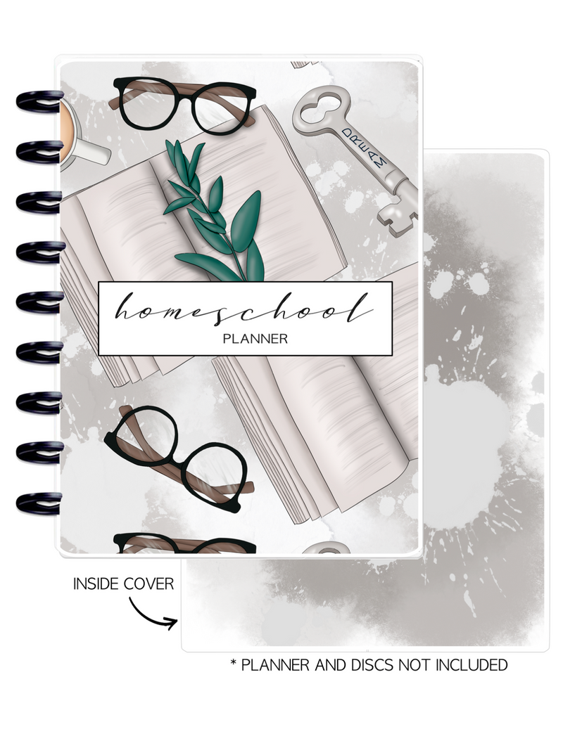 Cover Home School Set of 2 <Double Sided Print> Books and Glasses