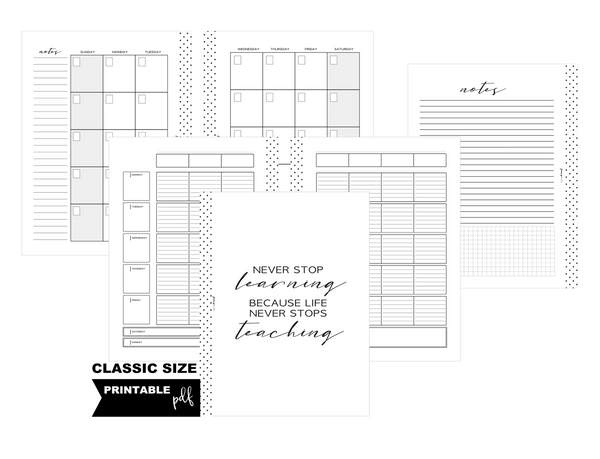 Classic School/Teacher Subject Style Inserts <PRINTABLE PDF>