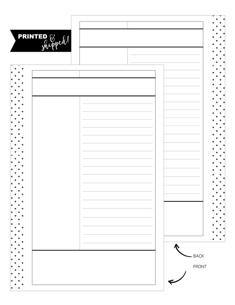 Cornell Notes Fill Paper Inserts <PRINTED AND SHIPPED>