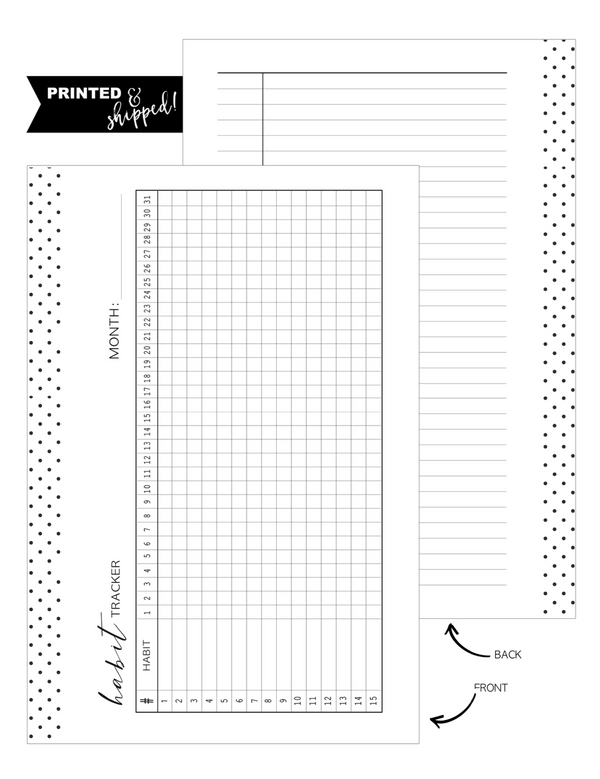 Habit Tracker Fill Paper Inserts <PRINTED AND SHIPPED>