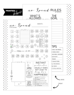 No Spend Challenge Fill Paper Inserts <PRINTED AND SHIPPED>