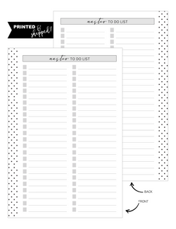 Master To Do List Fill Paper Inserts <PRINTED AND SHIPPED>