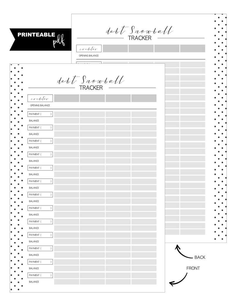 A5 Snowball Debt Tracker Fill Paper Inserts <PRINTABLE PDF>