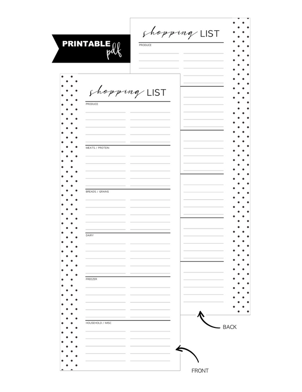 A5 + Half Letter Half Sheet Shopping List Breakdown Fill Paper Inserts <PRINTABLE PDF>