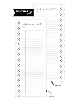 A5 + Half Letter Half Sheet Listers Gotta List Fill Paper Inserts <PRINTABLE PDF>