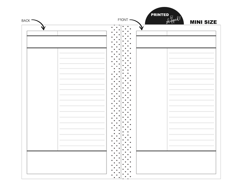 Mini Cornell Notes Fill Paper <PRINTED & SHIPPED>
