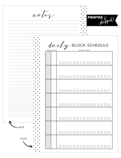 Daily Block Schedule Fill Paper <PRINTED AND SHIPPED>