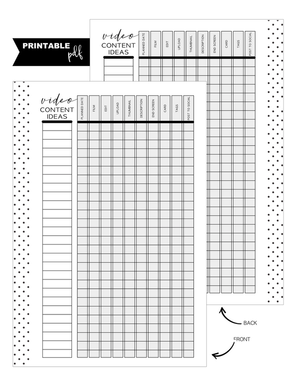 A5 Youtube Ideas Fill Paper <PRINTABLE PDF>