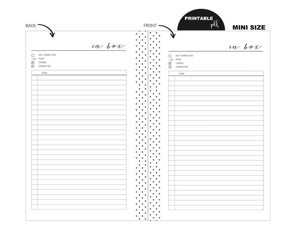 Mini Inbox Tracker Fill Paper Inserts <PRINTABLE PDF>