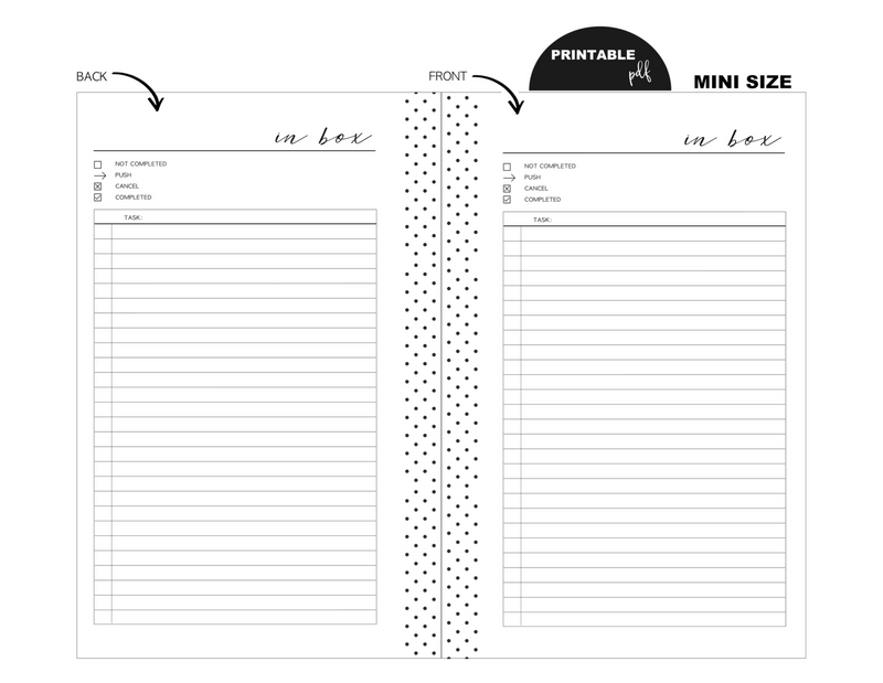 Mini Inbox Tracker Fill Paper Inserts – Fancy Plans Co
