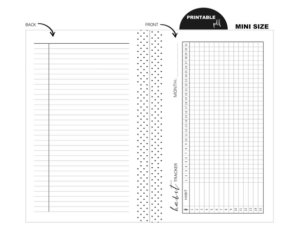 Mini Habit Tracker Fill Paper Inserts <PRINTABLE PDF>