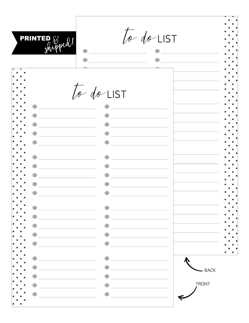 To Do List With Dots Fill Paper Inserts <PRINTED AND SHIPPED>
