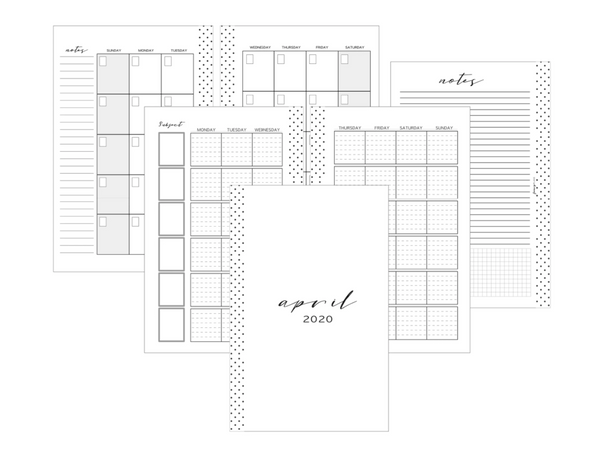 Subject Style Planner Inserts SUNDAY START <Un-Dated PRINTED AND SHIPPED>