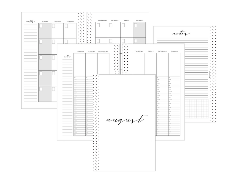 Oops/Overflow Full Year Planner Inserts MONDAY START <Un-Dated PRINTED AND SHIPPED>