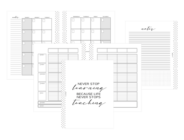 School/Teacher Quote Cover Subject Style Inserts <Un-Dated PRINTED AND SHIPPED>