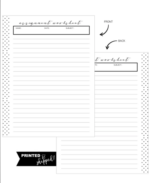 Assignment Fill Paper Inserts – Fancy Plans Co