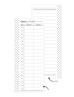 Half Sheet Today's Hourly Schedule Fill Paper Inserts <PRINTABLE PDF>