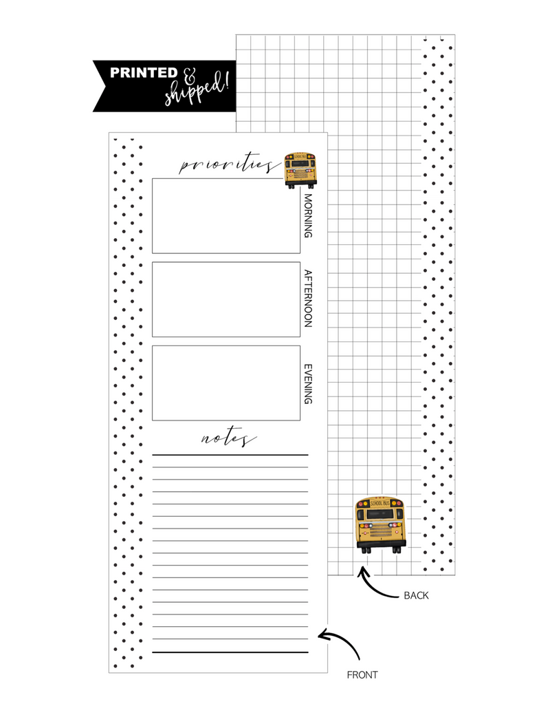 Priorities Bus Icon Fill Paper <PRINTED AND SHIPPED> HALF SHEET