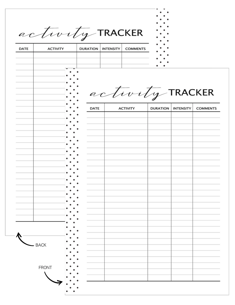 Activity Tracker  Fill Paper Inserts <PRINTABLE PDF>