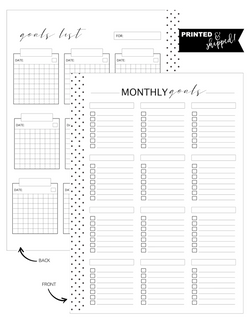 Goals List Monthly Fill Paper <PRINTED AND SHIPPED>