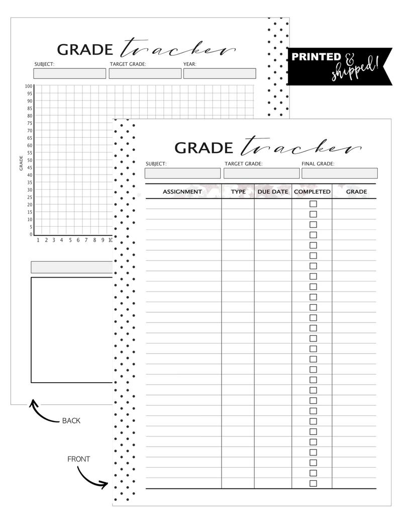 Grade Tracker Fill Paper <PRINTED AND SHIPPED>