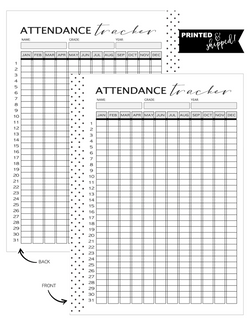 Attendance Tracker Fill Paper <PRINTED AND SHIPPED>
