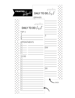 Daily To Do List Fill Paper HALF SHEET <PRINTED AND SHIPPED>
