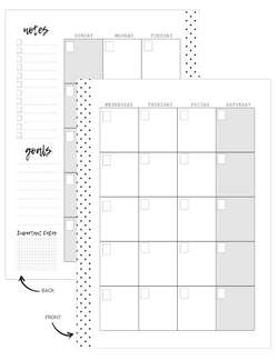 Monthly Planner Inserts <PRINTED AND SHIPPED> Un-Dated