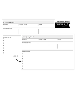 4 X 6 Recipe Cards