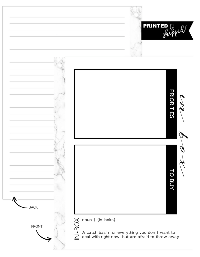 Inbox Sticky Note Fill Paper <PRINTED AND SHIPPED>