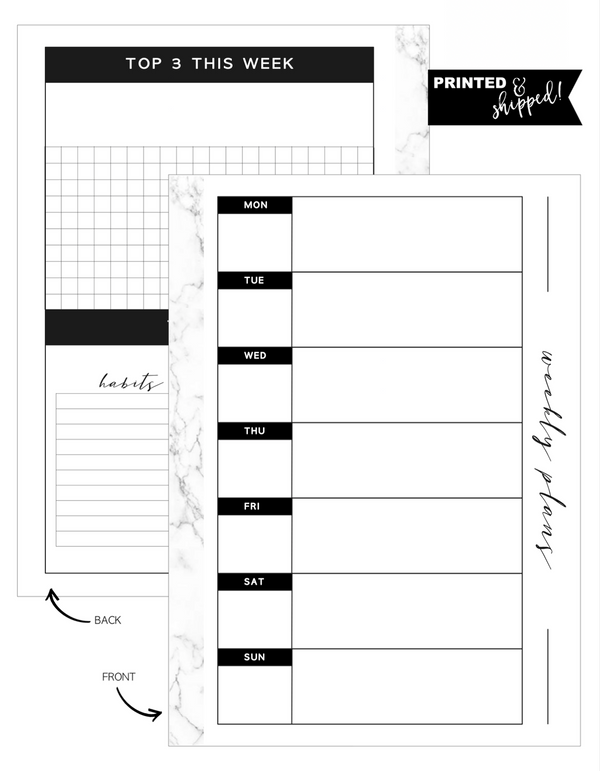 Weekly Planner Pages w/Top 3 <PRINTED AND SHIPPED>