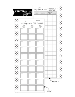 Instagram Feed Planner  Fill Paper HALF SHEET <PRINTED AND SHIPPED>