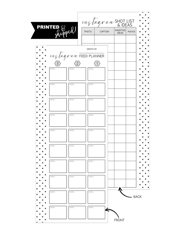 Instagram Feed Planner  Fill Paper HALF SHEET <PRINTED AND SHIPPED>